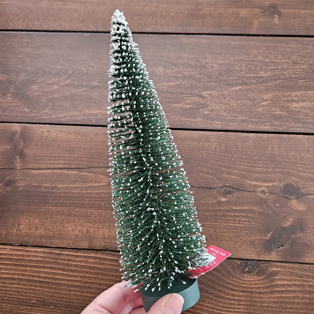 Ashland Christmas Set of 2 Glittery Bottle Brush Trees - Red 12in & Green 10in - Picture 6 of 8